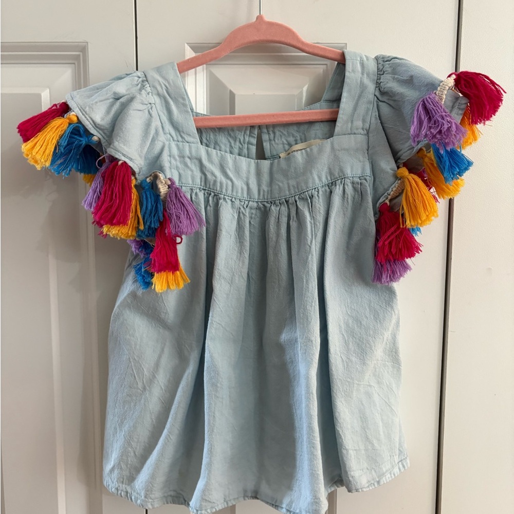 Tucker + Tate Blue and Red Boho Toddler Blouse 4T